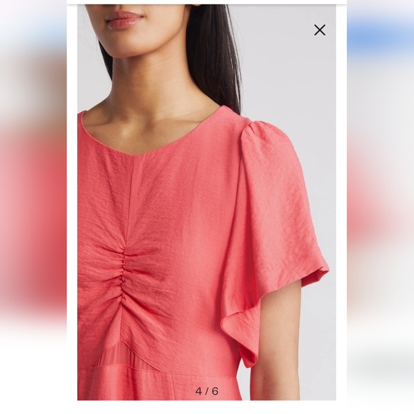 DKNY Flutter Sleeve Crinkle Dress - Picture 4 of 9